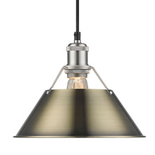 Golden 3306-M PW-AB - Yep by Golden Lighting Orwell 1-light 10in Pendant in Pewter and Aged Brass shade